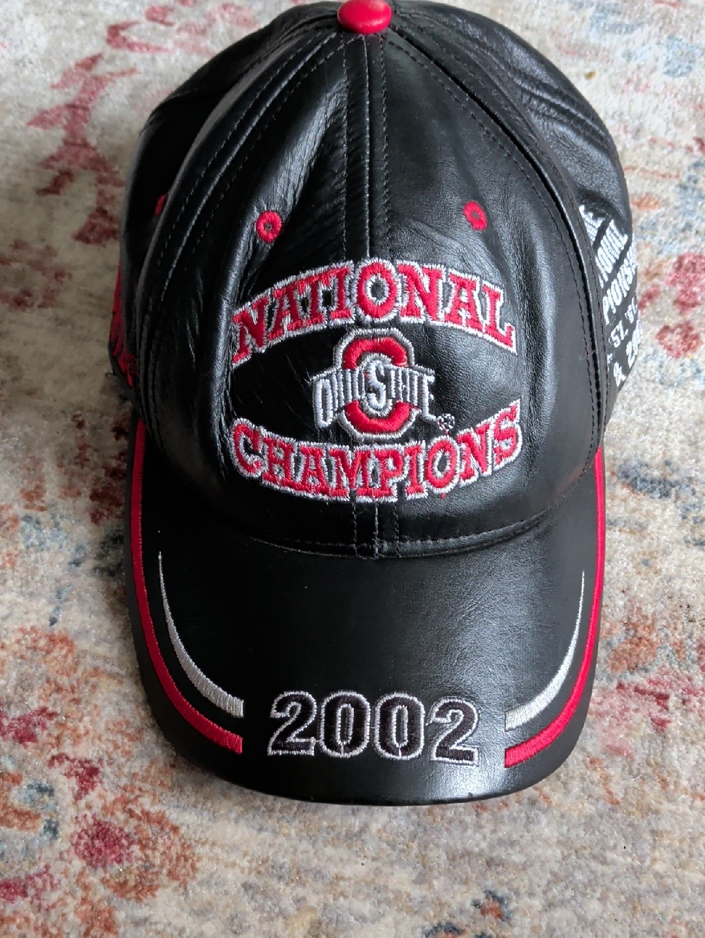 Ohio State National Champions 2002 Black Leather Cap VINTAGE